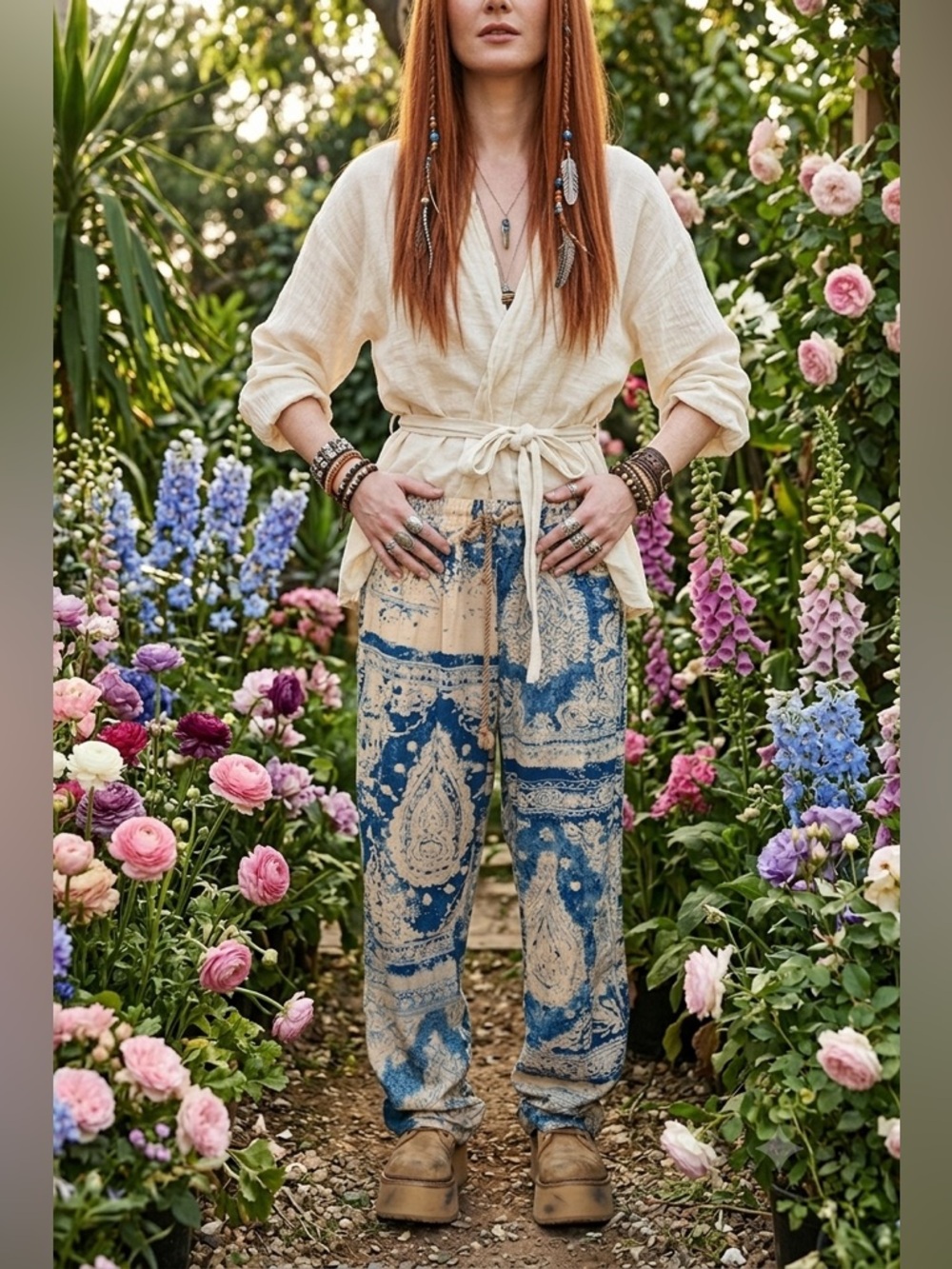 R13 Cropped Paisley Pants